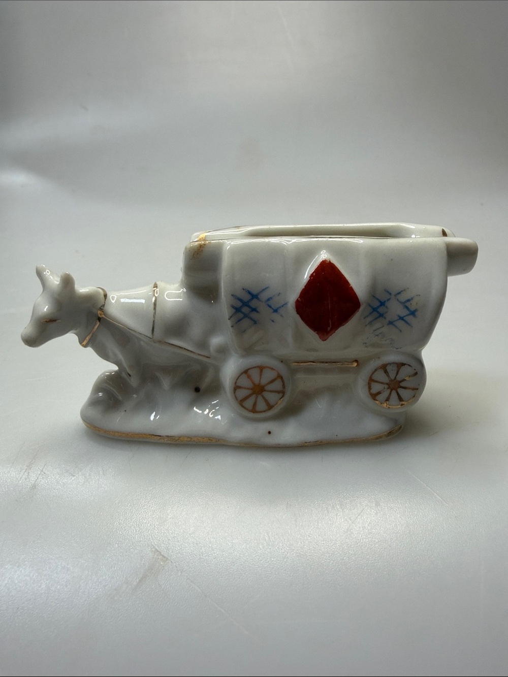 PICO Occupied Japan Vintage Figurine Toothpick Holder Ox and Buggy
